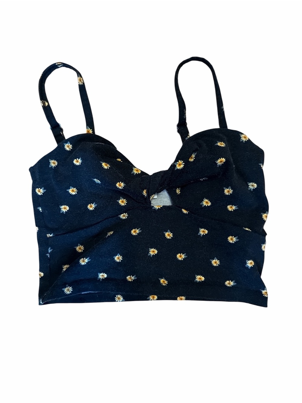 Hollister Black Ditsy Daisy Crop Top
